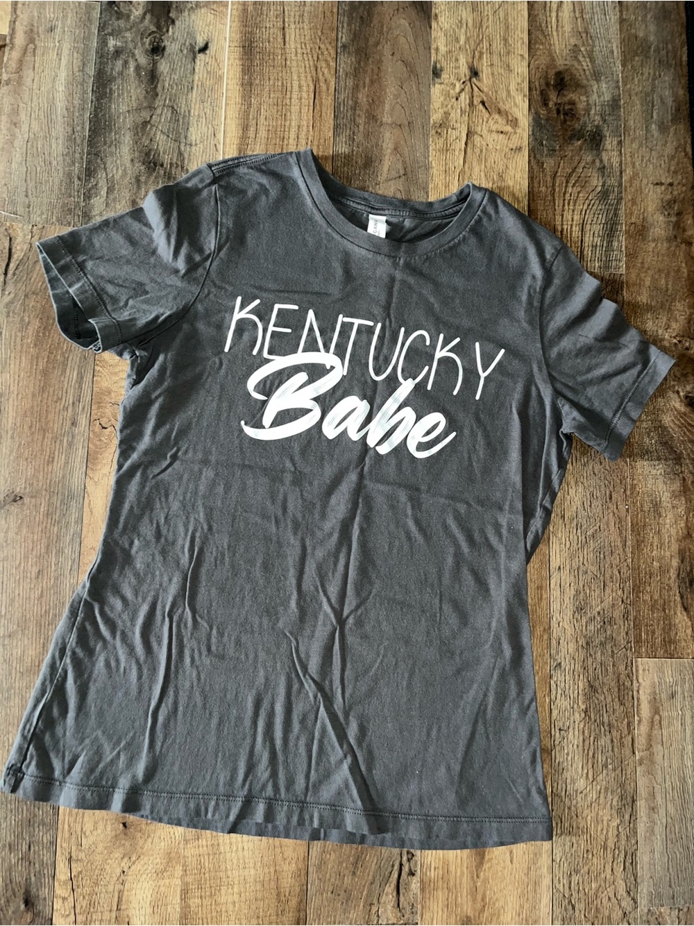 Kentucky Babe Graphic Tee - Charcoal with White Print